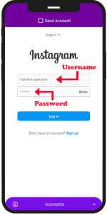 screenshot login Top Follow apk