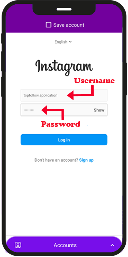 screenshot login Top Follow apk